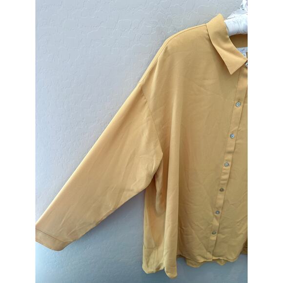 J. JILL | Mustard Yellow Button Down Blouse Long Sleeve Collared Shirt | Size XL - Picture 3 of 7